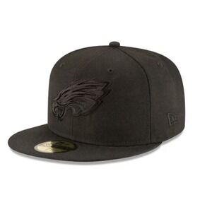 New Era Philadelphia Eagles Black on Black 59FIFTY Fitted Hat Size 7‎ LIX Champs